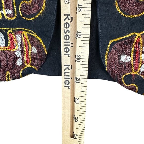 Vintage Soho Compagnie Open Vest Streetwise Elephant Embroidered Cotton Lined - Picture 6 of 7